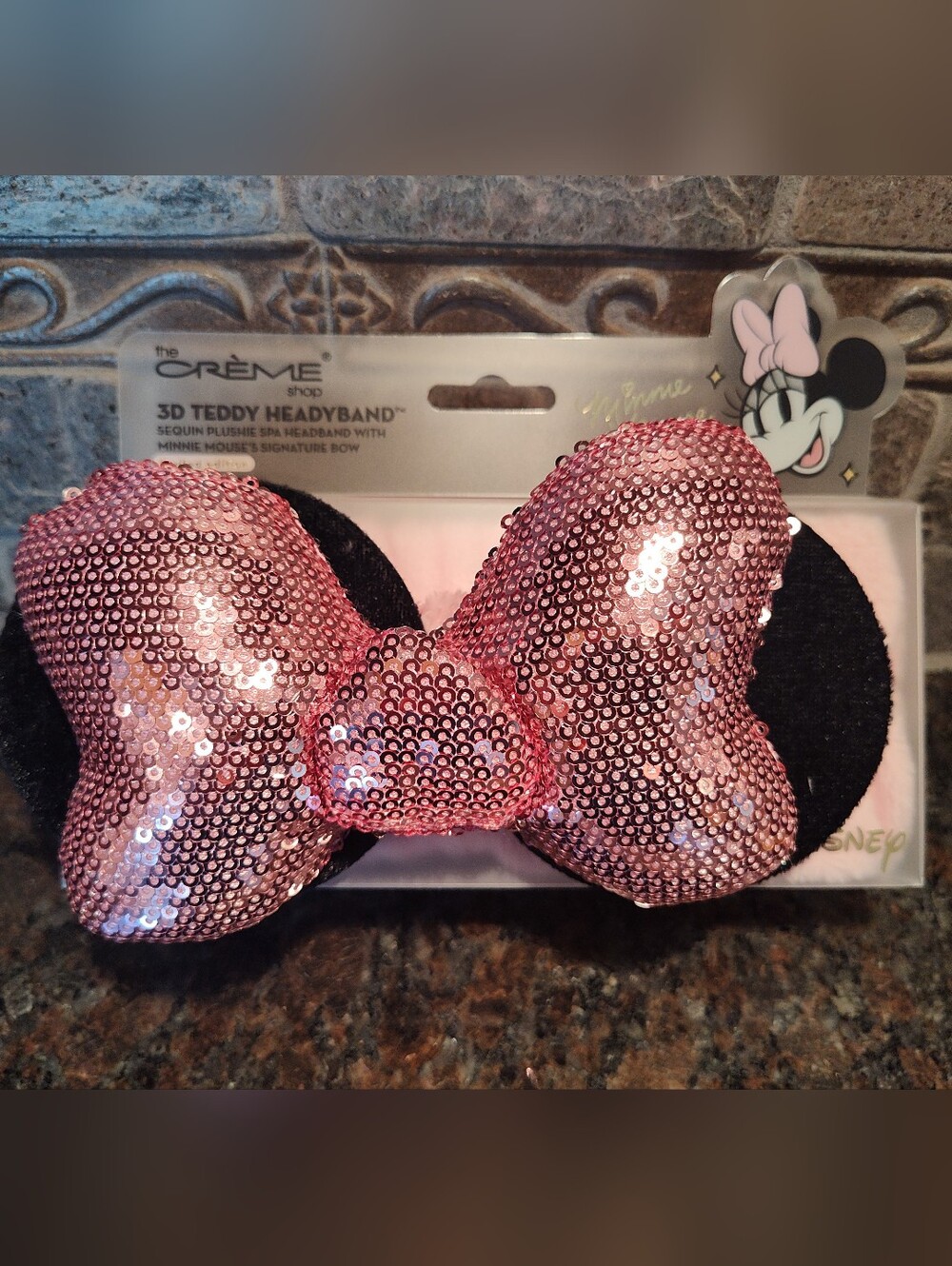 The Crème Shop 3D Teddy Headband w/ Minnie Mouse Signature Bow
